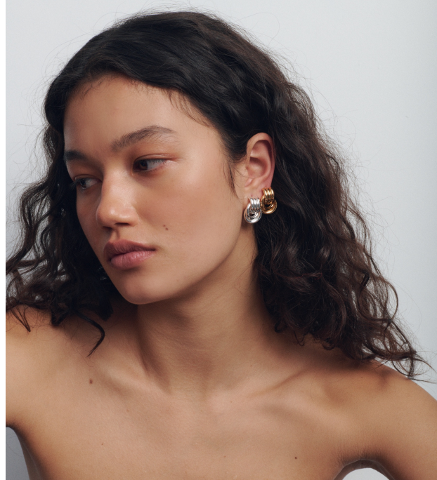 Heaven Mayhem ドロップ チェーン ゴールド シルバー TRI GOLD EARRINGS – Heaven Mayhem