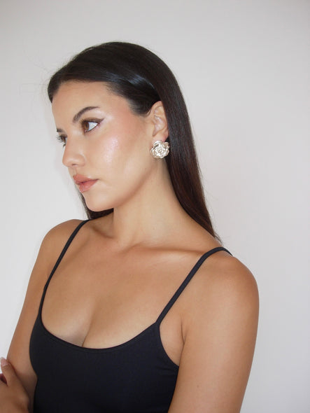 PETAL SILVER CLIP-ON EARRINGS