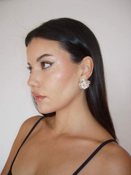 PETAL SILVER CLIP-ON EARRINGS