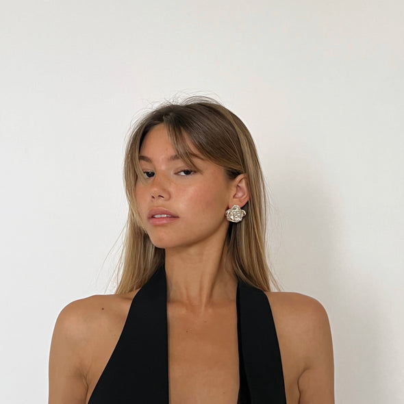 PETAL SILVER CLIP-ON EARRINGS