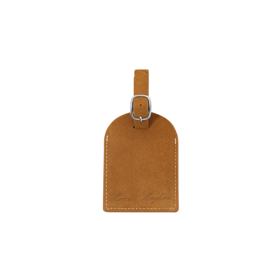 BROWN SUEDE LUGGAGE TAG