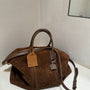 BROWN SUEDE LUGGAGE TAG