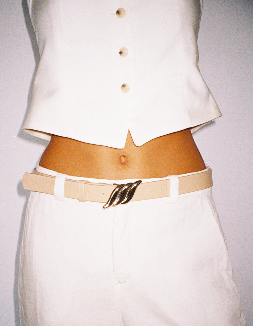 WING BELT - Taupe + Silver