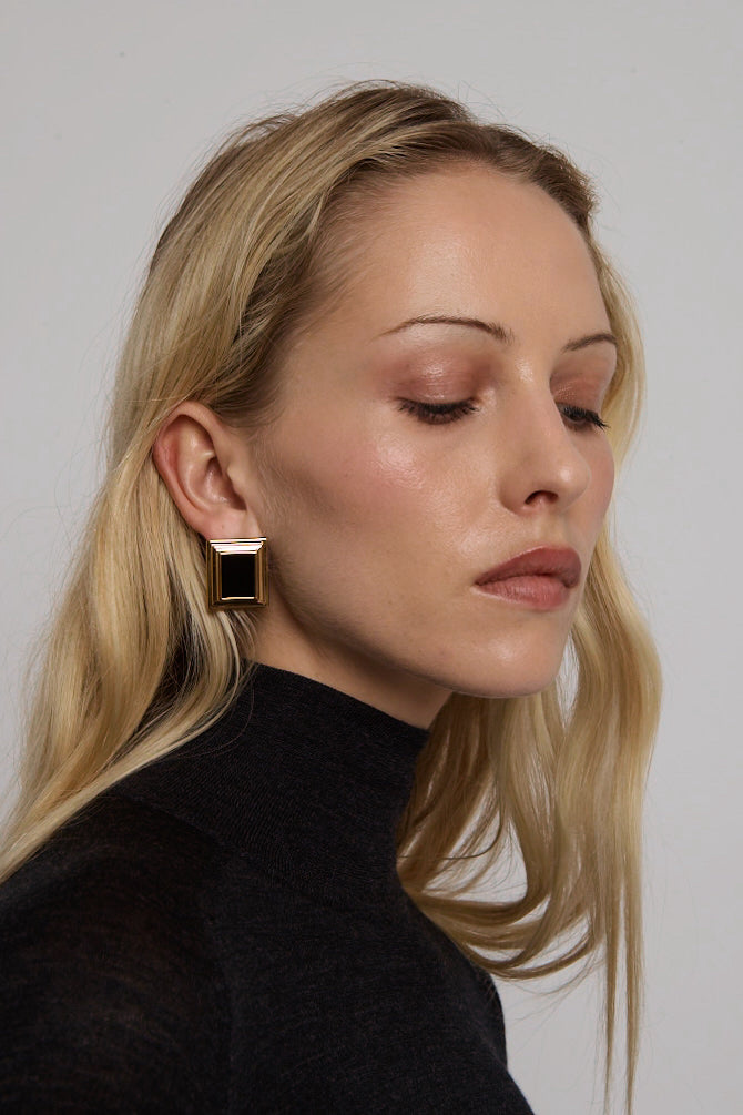 PLAZA GOLD BLACK VELVET EARRINGS – Heaven Mayhem
