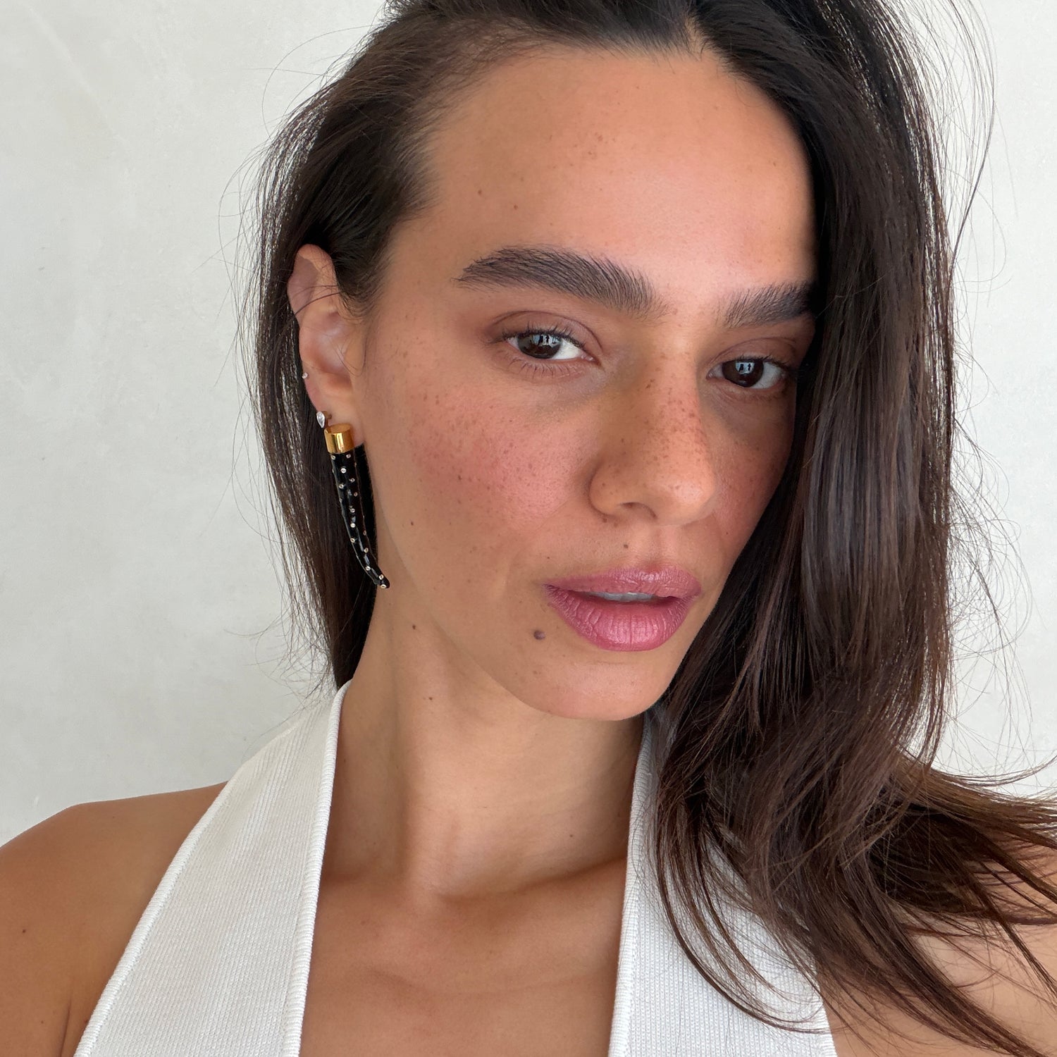 BEZEL HORN EARRINGS
